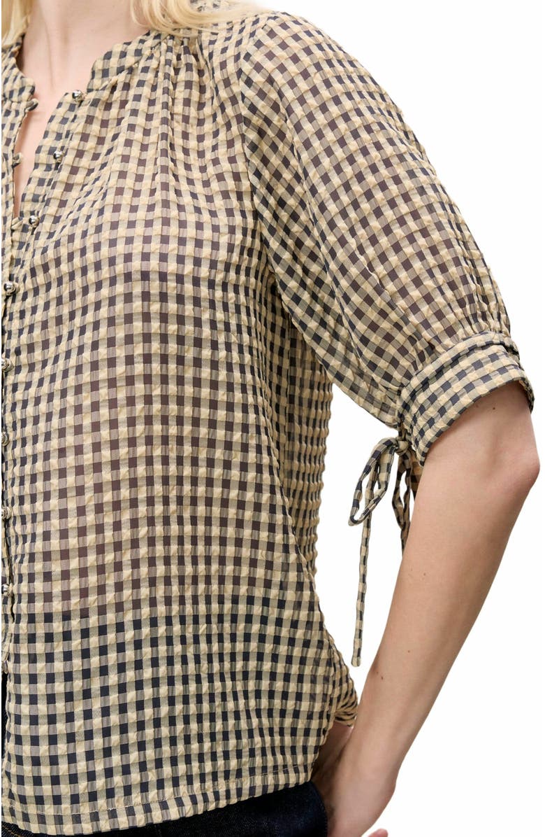 Rebecca Taylor Aster Gingham Blouse, Alternate, color, Blue Combo