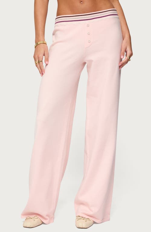 Edikted Miya Stripe Wide Leg Knit Pants In Pink