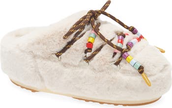 MOON BOOT FAUX-FUR ビーズ クリーム ミュール MOON BOOT Icon Low Faux Fur Beads – Leisure Social
