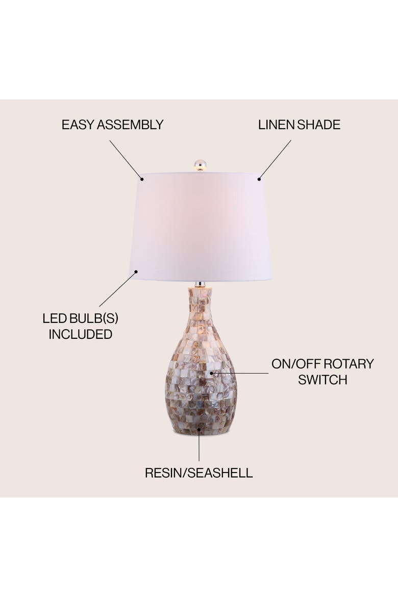 Verna 26.5" Seashell LED Table Lamp, Ivory/Beige, Alternate, color, Ivory/Beige