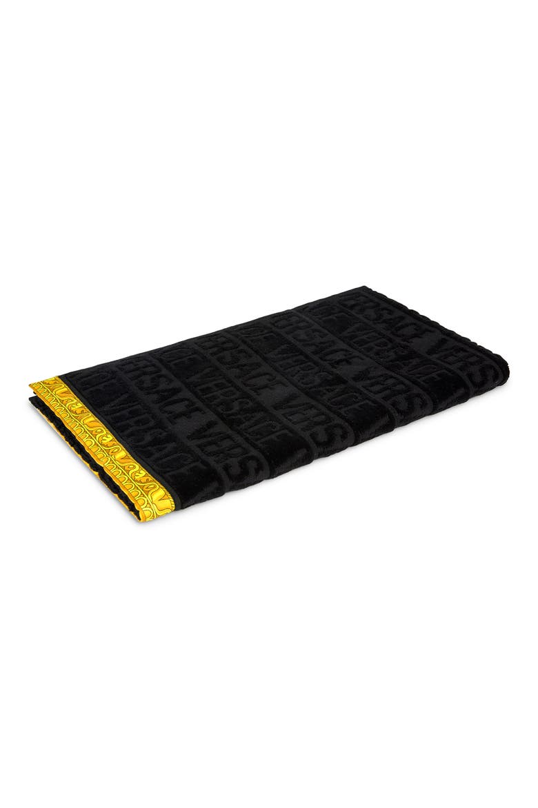 I Heart Baroque Guest Towel, Main, color, BLACK