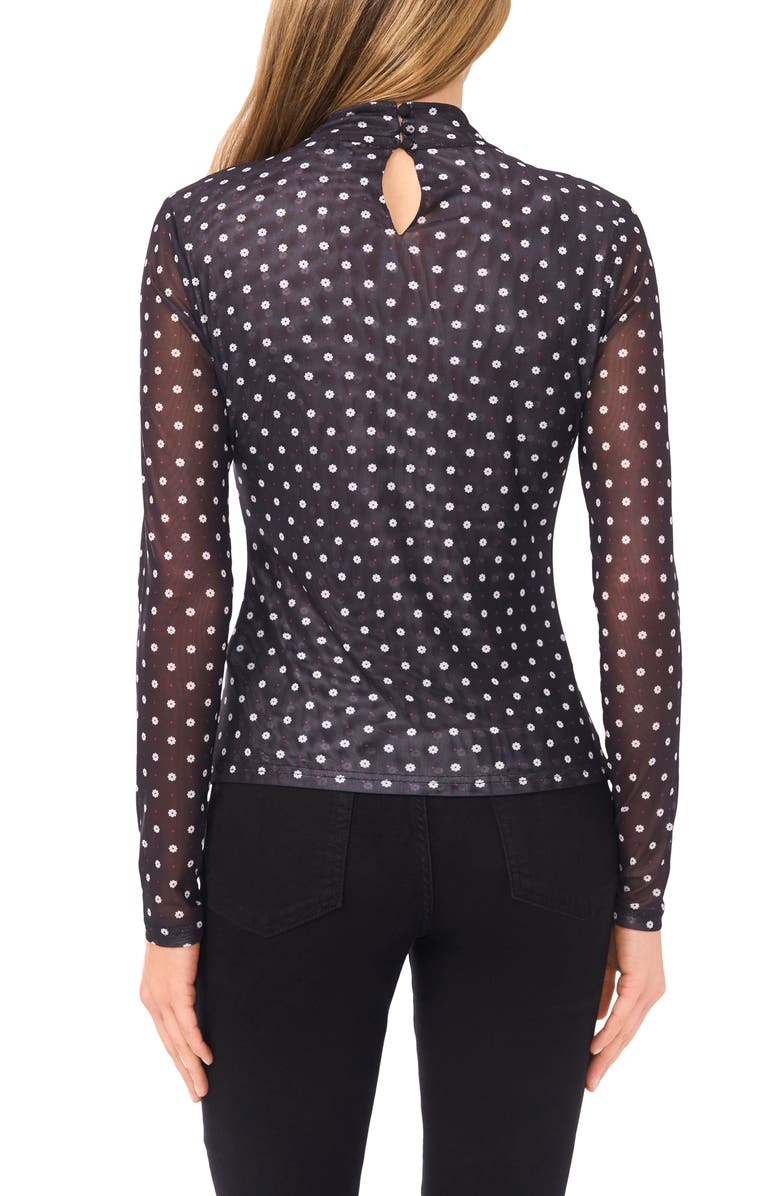 CeCe Long Sleeve Mesh Turtleneck, Alternate, color, Rich Black