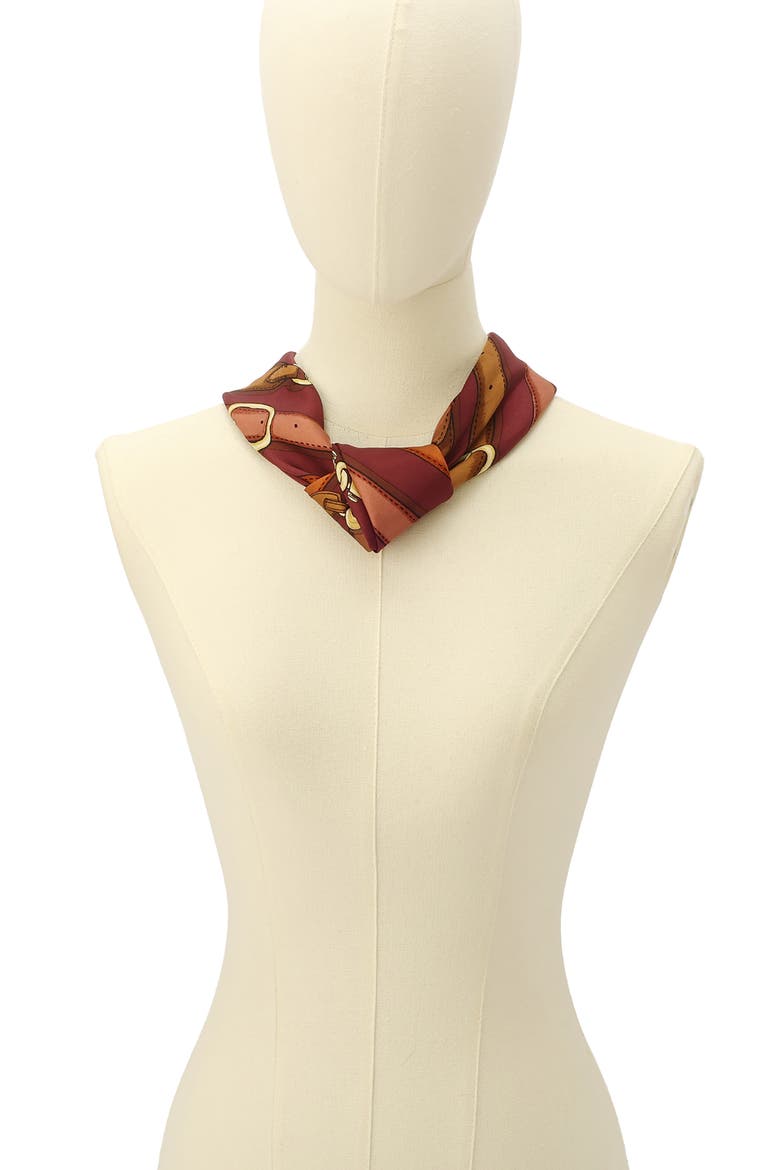 Multi Belt Print Silk Square Scarf, Alternate, color, DARK WINE/ MULTI