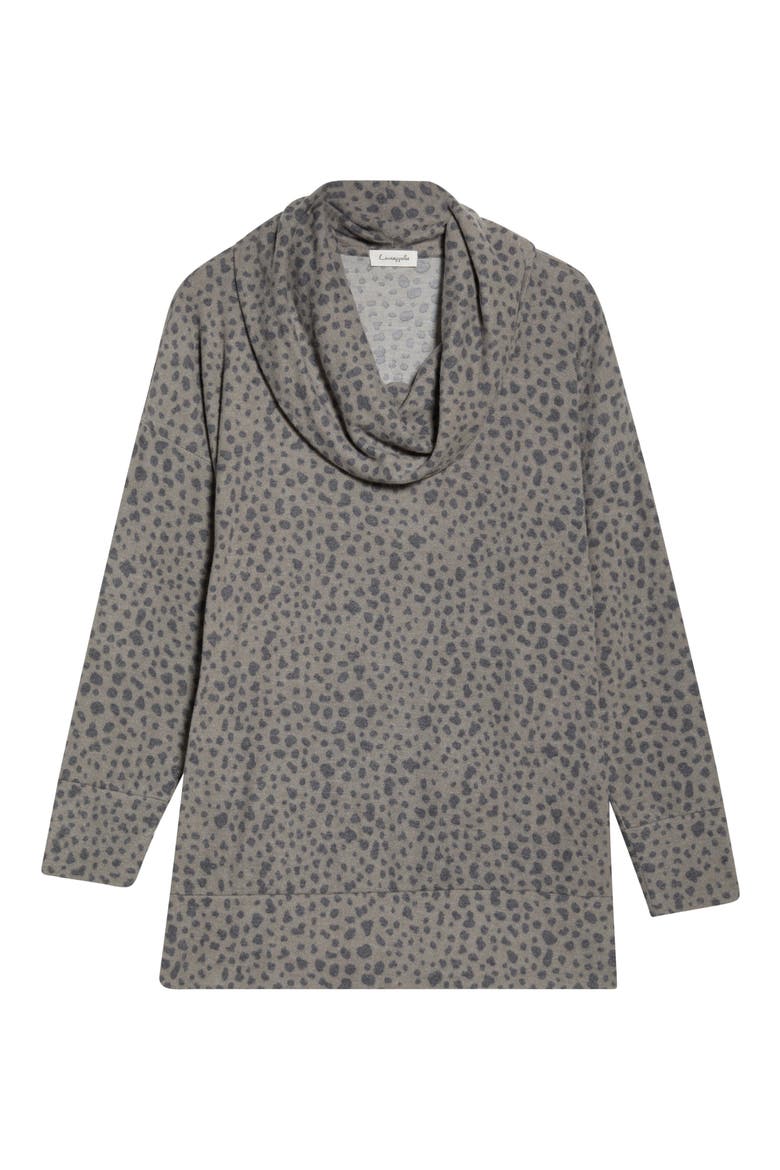 Animal Spot Hacci Knit Cowl Neck Tunic, Alternate, color, OLIVE/ CHARCOAL