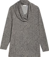 Loveappella Animal Spot Hacci Knit Cowl Neck Tunic