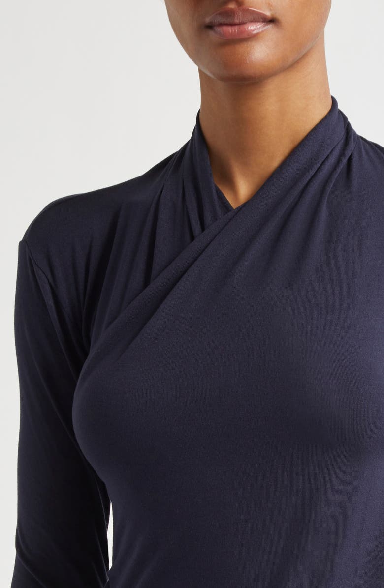 Vince Long Sleeve Knit Wrap Top, Alternate, color, Coastal Blue