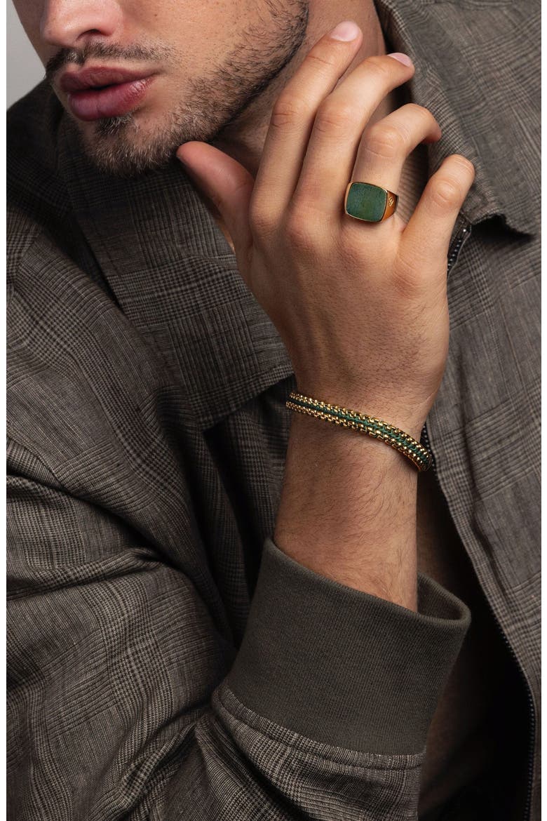 Green Woven Box Gold Chain Bracelet, Alternate, color, Green / Gold