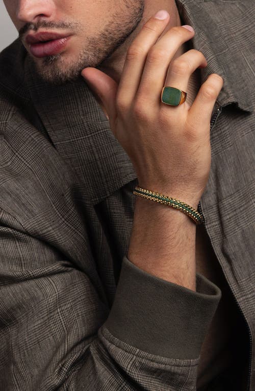 Nialaya Green Woven Box Gold Chain Bracelet In Multi