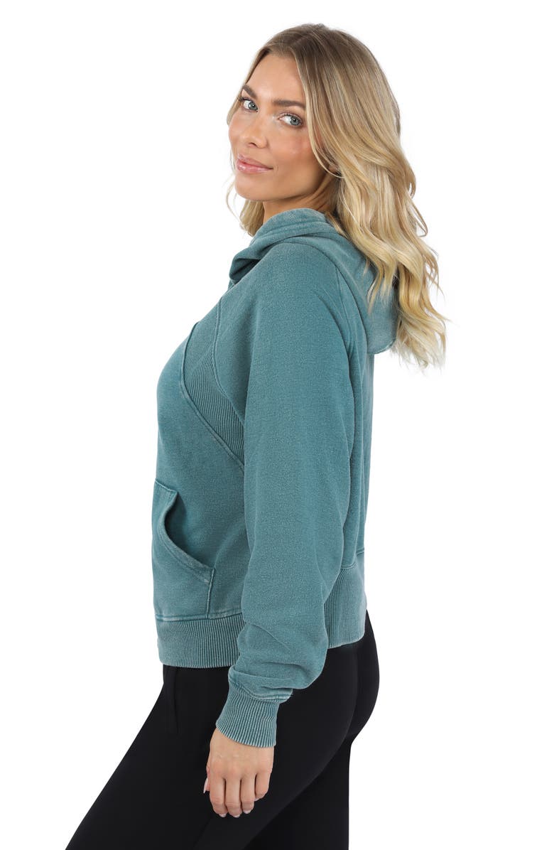 90 DEGREE BY REFLEX Stone Wash Zip Fleece Hoodie, Alternate, color,