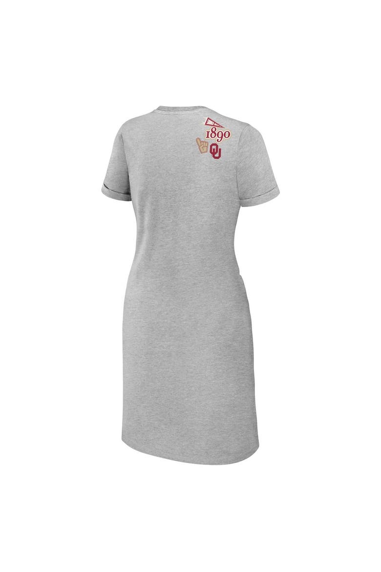 Women's WEAR by Erin Andrews Heather Gray Oklahoma Sooners Knotted T-Shirt Dress, Alternate, color, Heather Gray