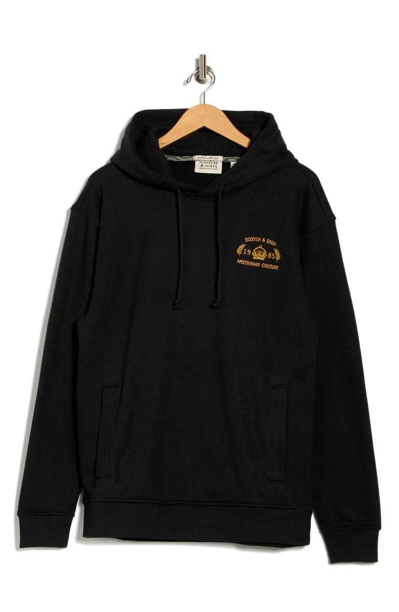Scotch & Soda Logo Fleece Hoodie, Alternate, color, Anthracite
