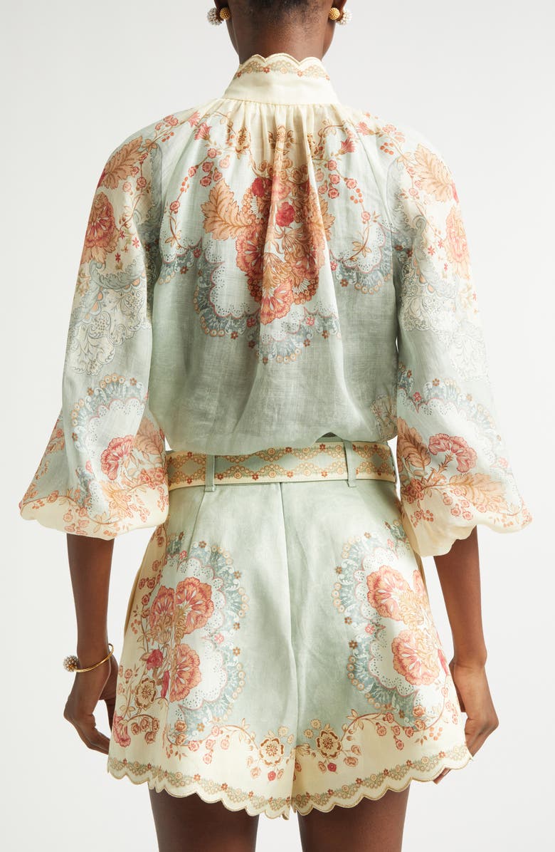 Zimmermann Daylight Floral Ramie Button-Up Top, Alternate, color, Wallpaper Floral Mint