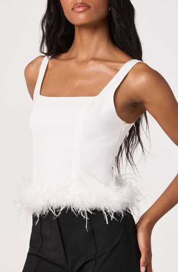 Feather Trimmed Crop Top