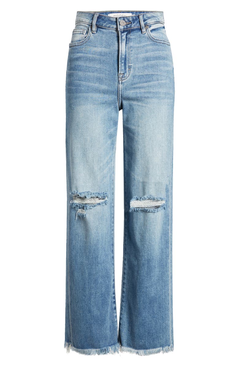 HIDDEN JEANS High Waist Ripped Straight Leg Jeans, Alternate, color, Medium Wash