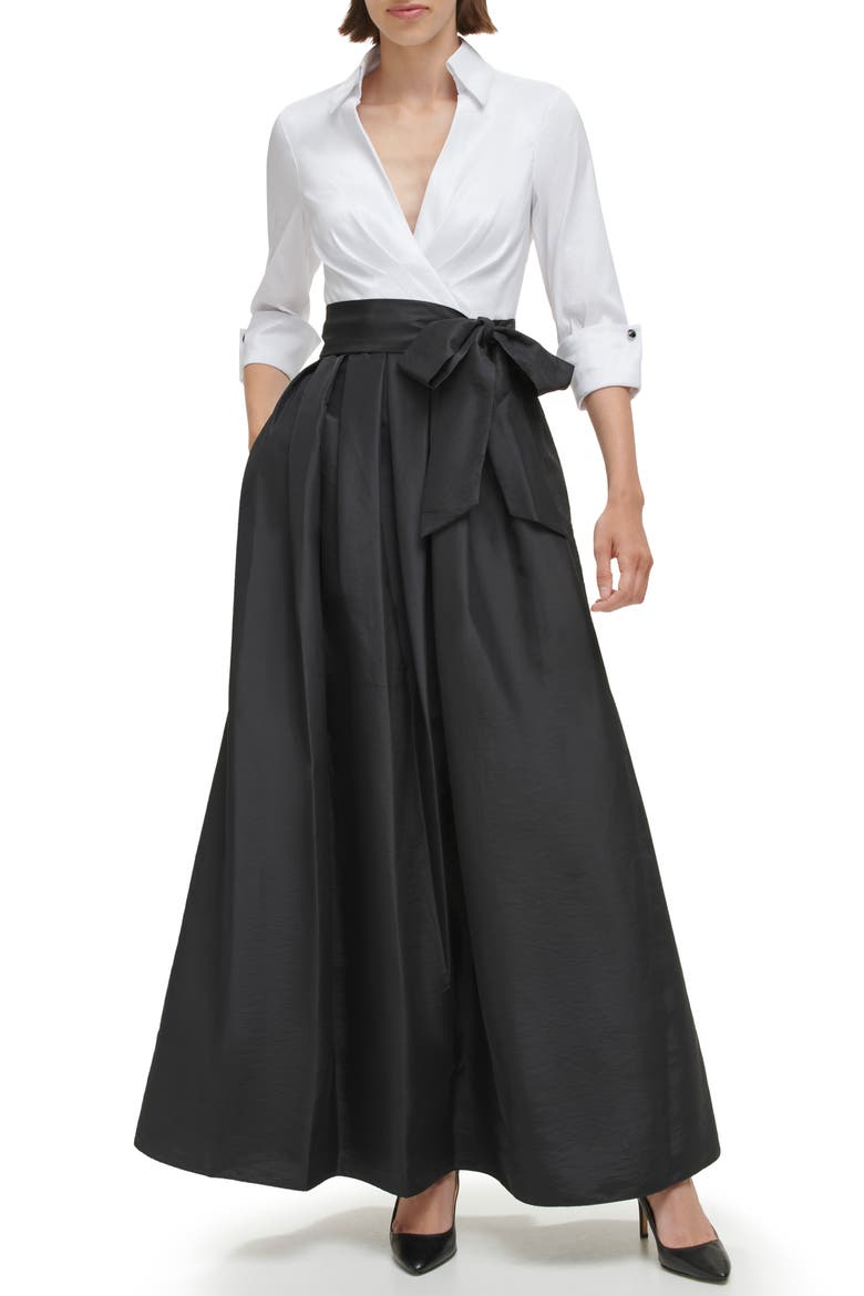 Mixed Media Ballgown, Main, color, IND WHT 1