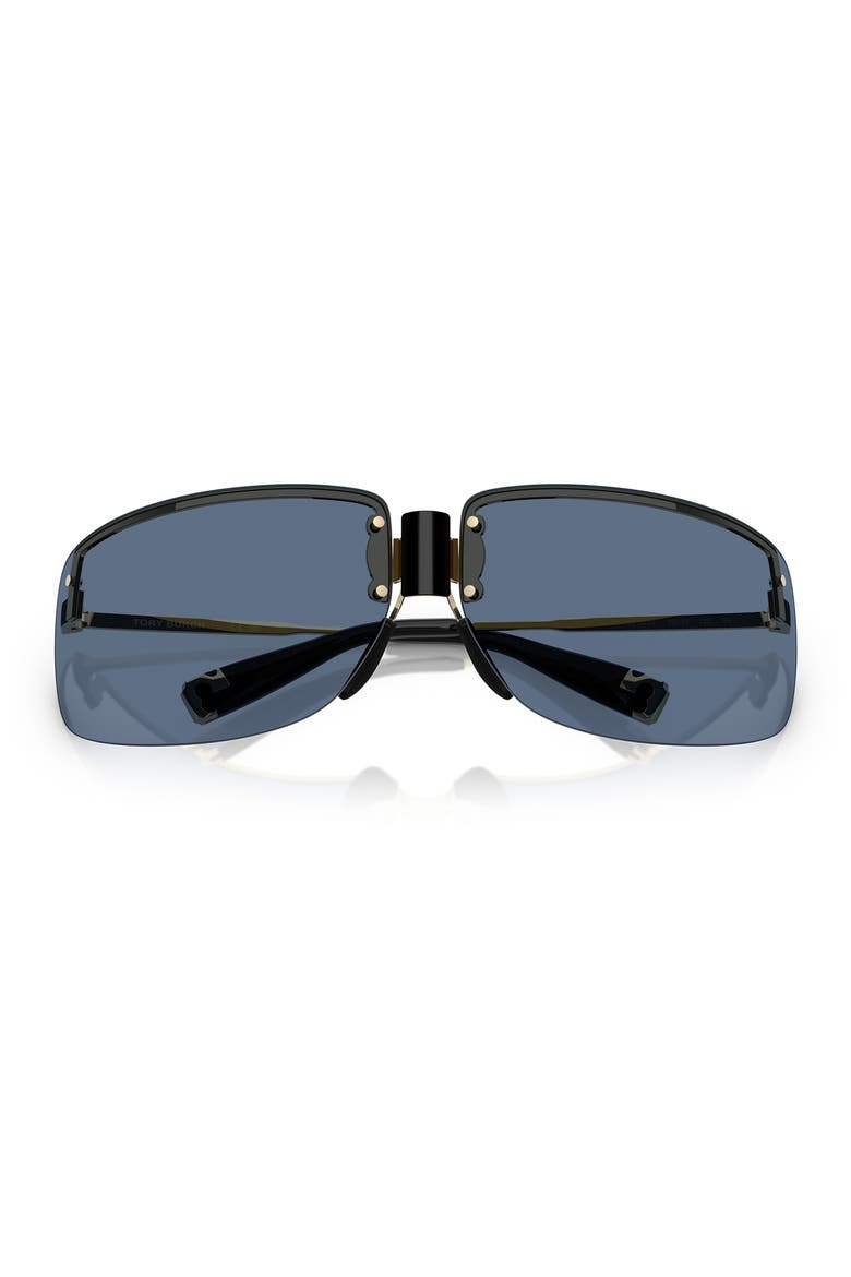 75mm Semi Rimless Pillow Sunglasses, Alternate, color, SHINY LIGHT GOLD / NAVY BLUE