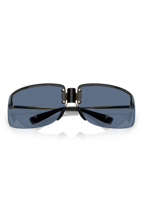 Tory Burch 75mm Semi Rimless Pillow Sunglasses In Shiny Light Gold/navy Blue