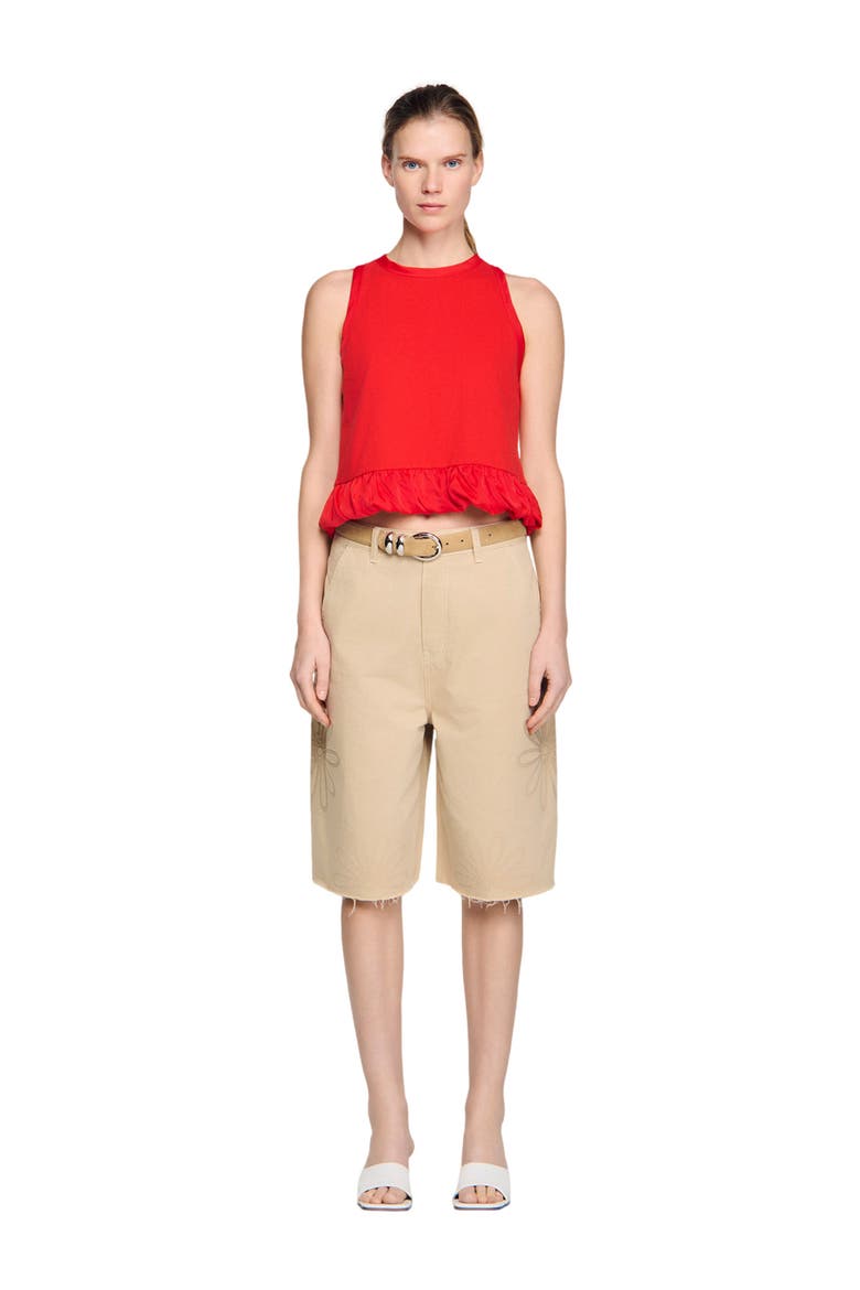 Ruffle top, Alternate, color, Red