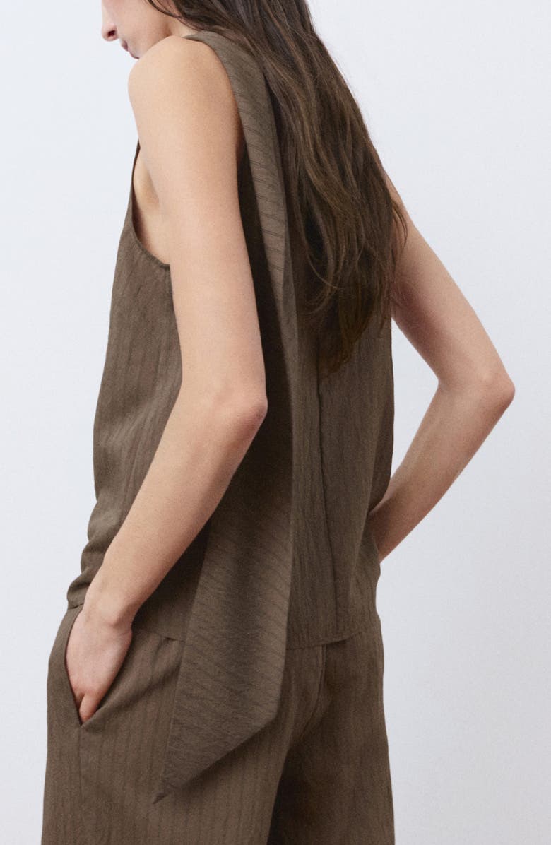 MANGO Tatu Sleeveless Cowl Neck Top, Alternate, color, Brown
