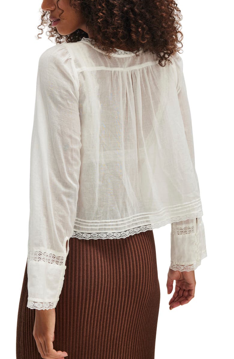 Free People Evermore Lace Inset Semisheer Cotton Top, Alternate, color, Ivory