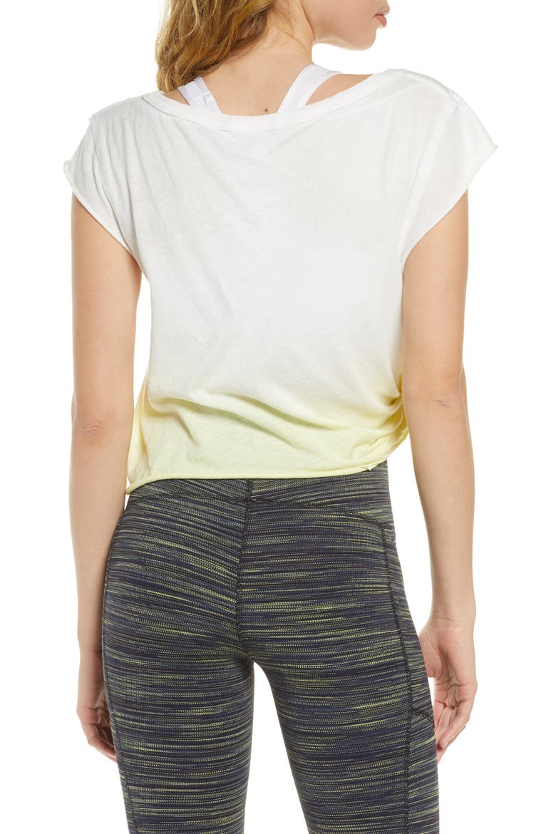 Free People FP Movement Hold it Down Dip Dye T-Shirt, Alternate, color, LT YELLOW