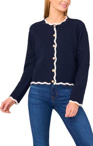 CeCe Scallop Edge Cardigan