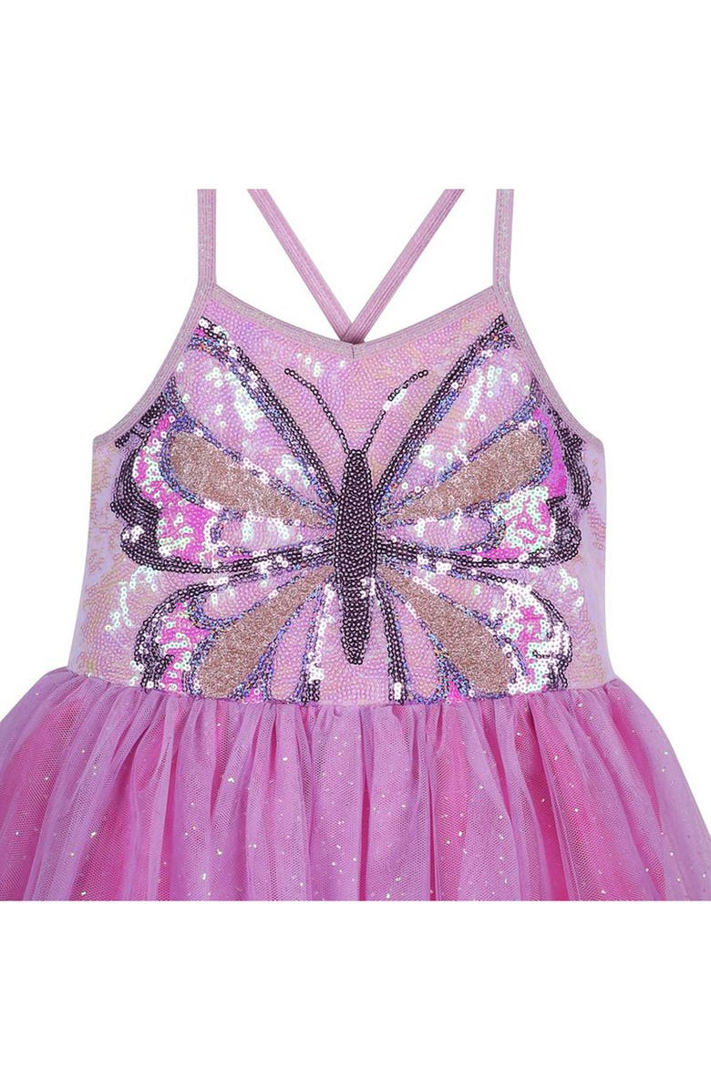 Zunie Kids' Sequin Butterfly Taffeta Dress, Alternate, color, 