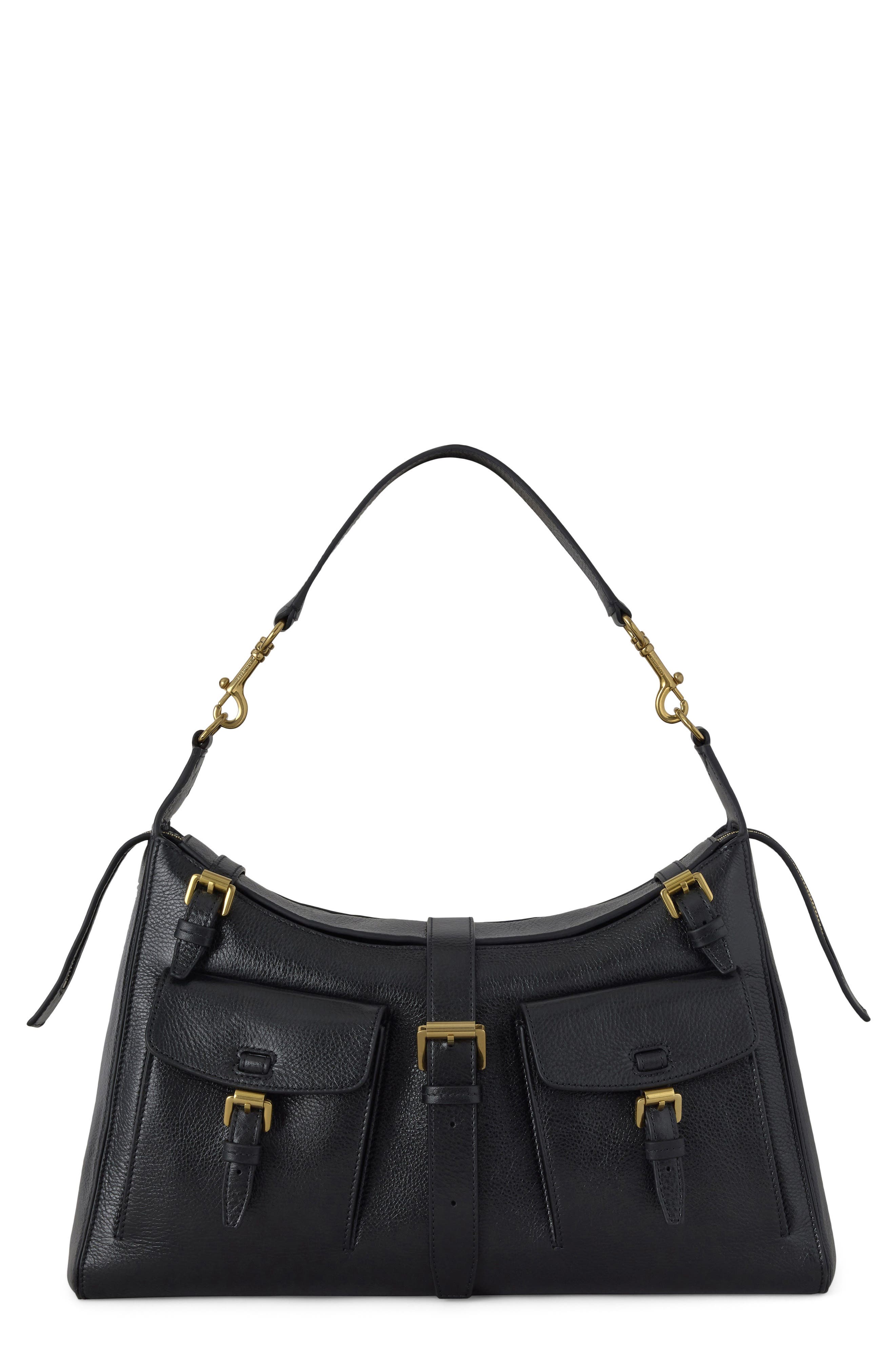 Small Roxanne Leather Shoulder Bag, Main, color, BLACK