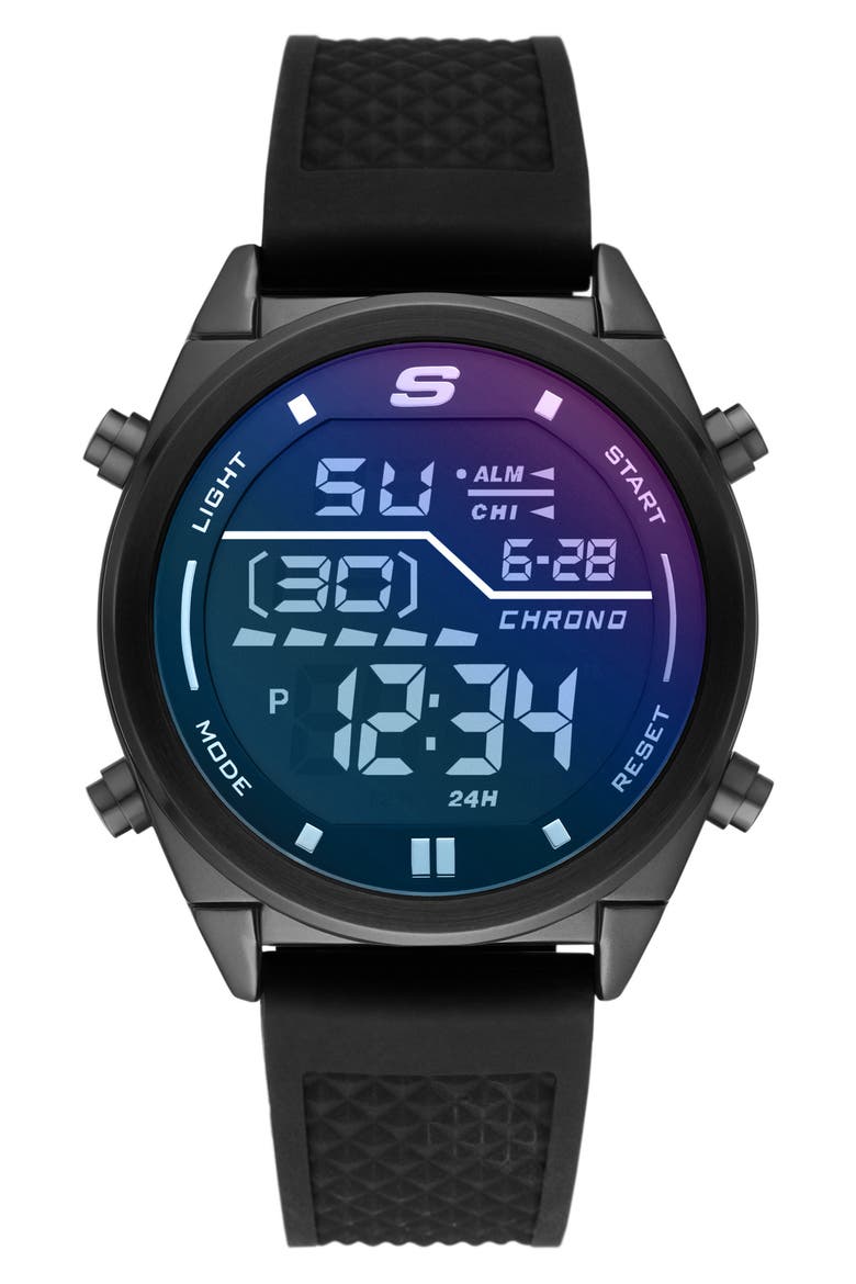 Kentwood Digital Silicone Strap Watch, Main, color, BLACK