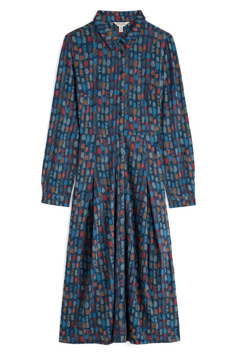 Coastline Print Long Sleeve Organic Cotton Blend Shirtdress, Alternate, color, DYE STROKES DARK LUGGER