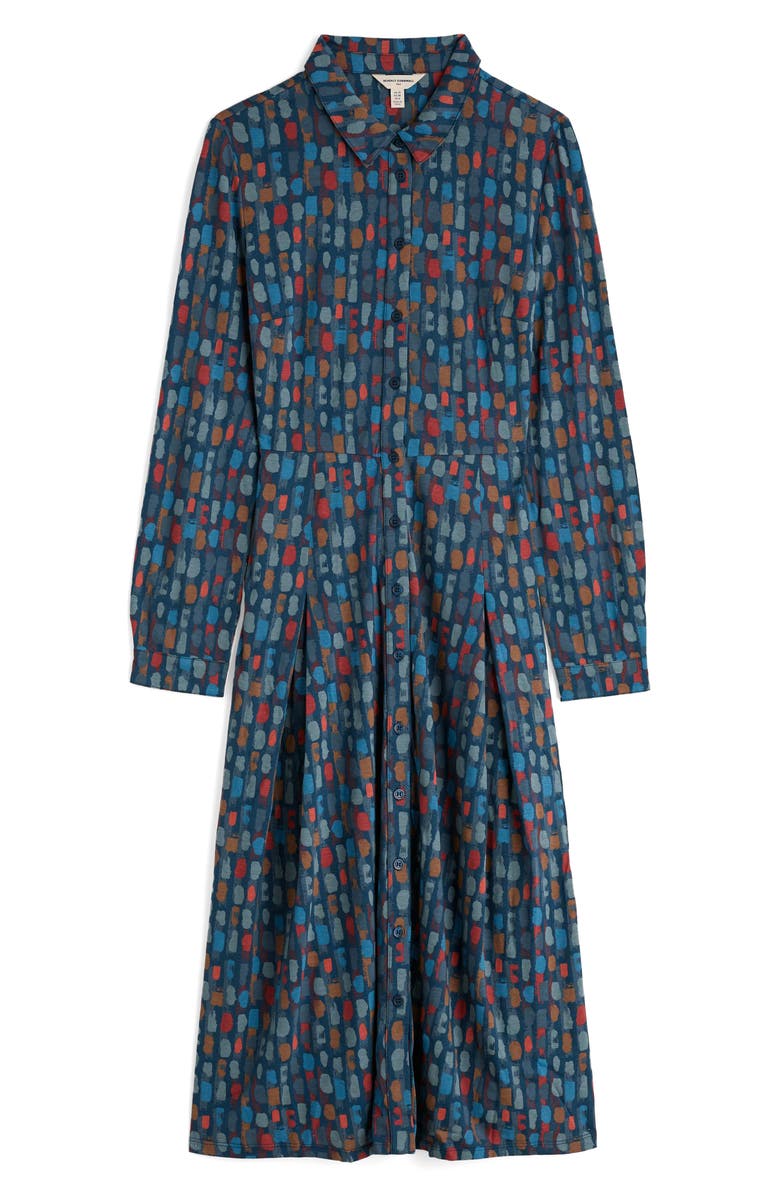 Seasalt Cornwall Coastline Print Long Sleeve Organic Cotton Blend Shirtdress, Alternate, color, Dye Strokes Dark Lugger