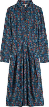 Seasalt Cornwall Coastline Print Long Sleeve Organic Cotton Blend Shirtdress