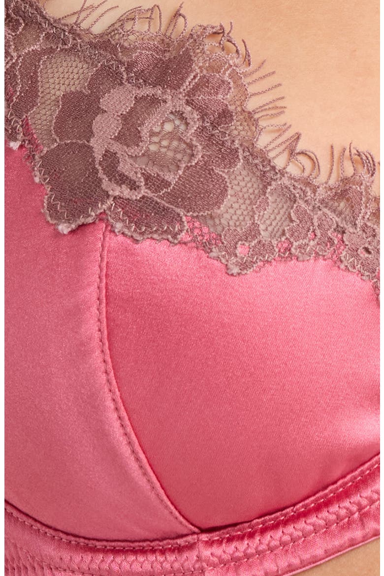 Juliet Lace Trim Underwire Silk Blend Demi Bra, Alternate, color, FRAISE