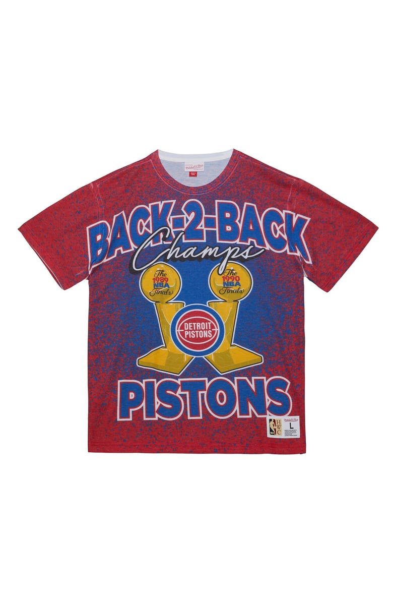 Mitchell & Ness Men's Mitchell & Ness Red Detroit Pistons Hardwood Classics 1989-90 Back-to-Back NBA Champions Champ City T-Shirt, Alternate, color,