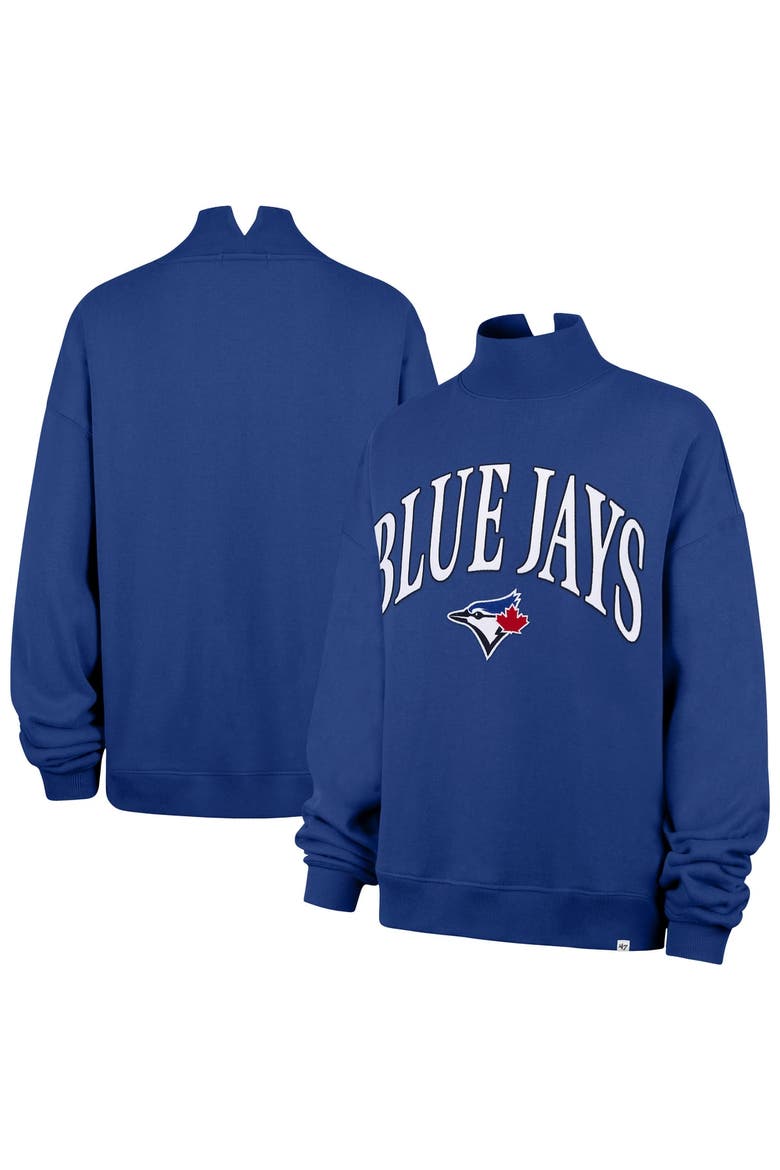 Women's '47 Royal Toronto Blue Jays Oversized Vantage Mock Neck Sweatshirt, Main, color, Royal