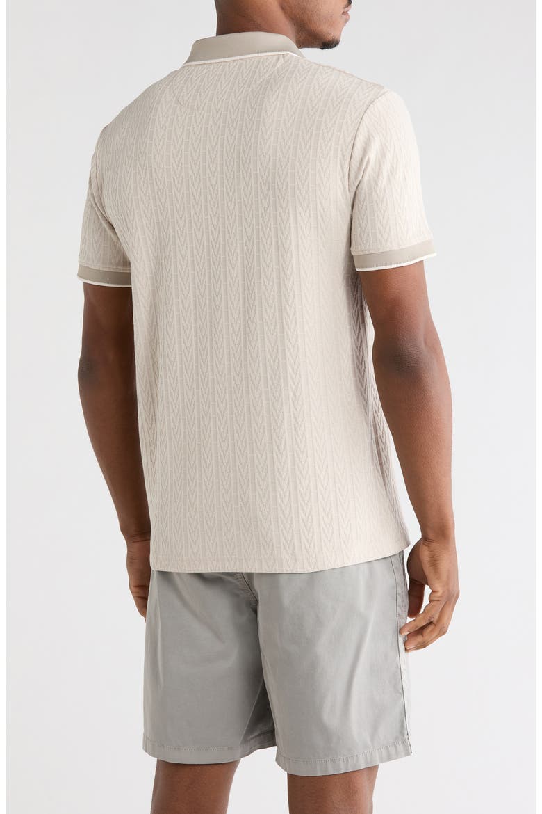Tipped Textured Quarter Zip Polo, Alternate, color, BEIGE