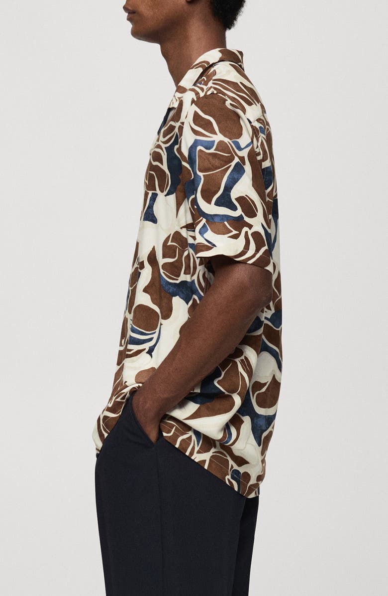 MANGO Print Short Sleeve Button-Up Shirt, Alternate, color,