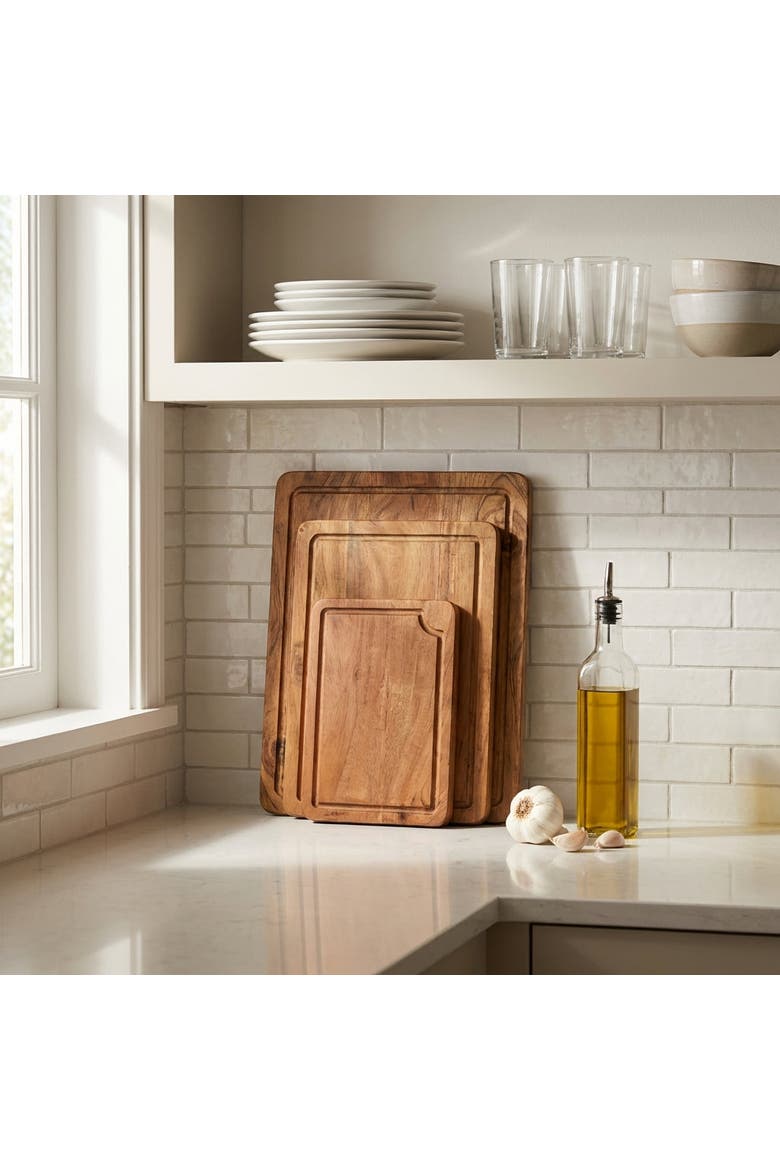 Acacia Wood Cutting Board - Set of 3, Alternate, color, Natural Acacia Wood
