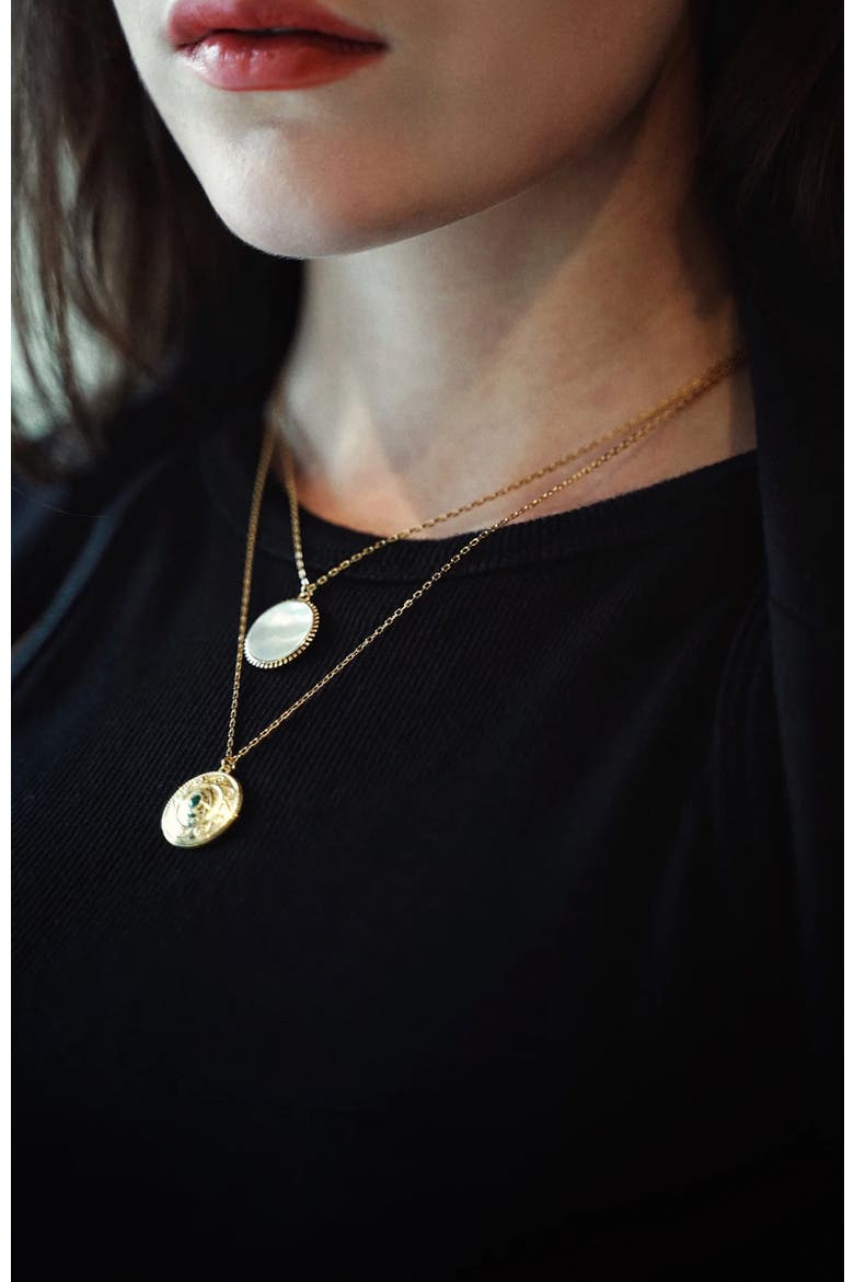 Compass Layered Necklace Set, Alternate, color, Gold