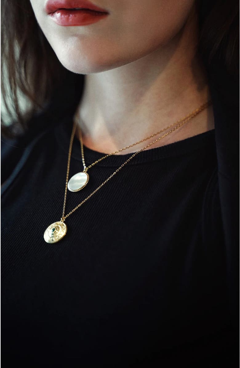 RETRO CHIC Compass Layered Necklace Set, Alternate, color, Gold