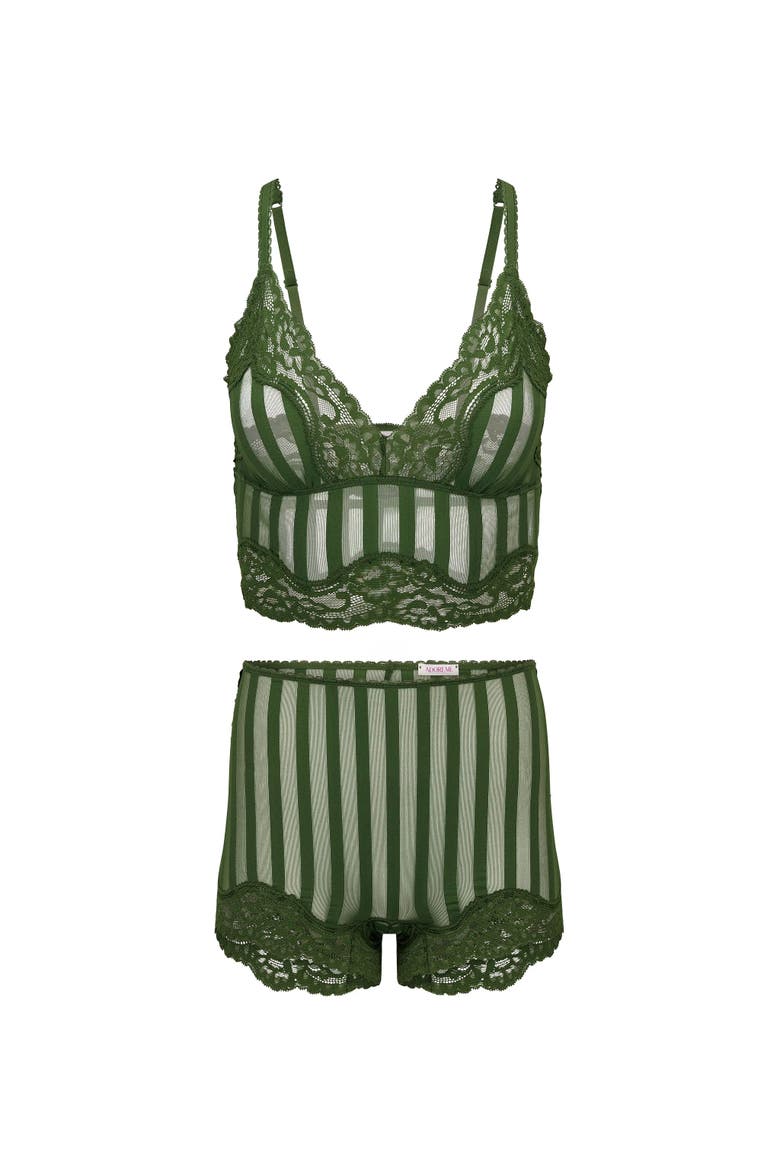 Cove Bralette & Shortie Set Lingerie, Alternate, color, Dark green