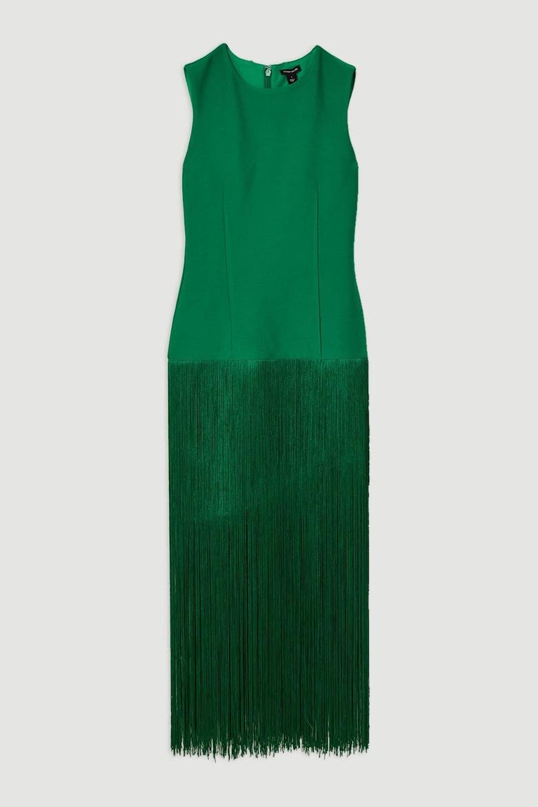 Tassel Hem Knitted Dress, Alternate, color, Green