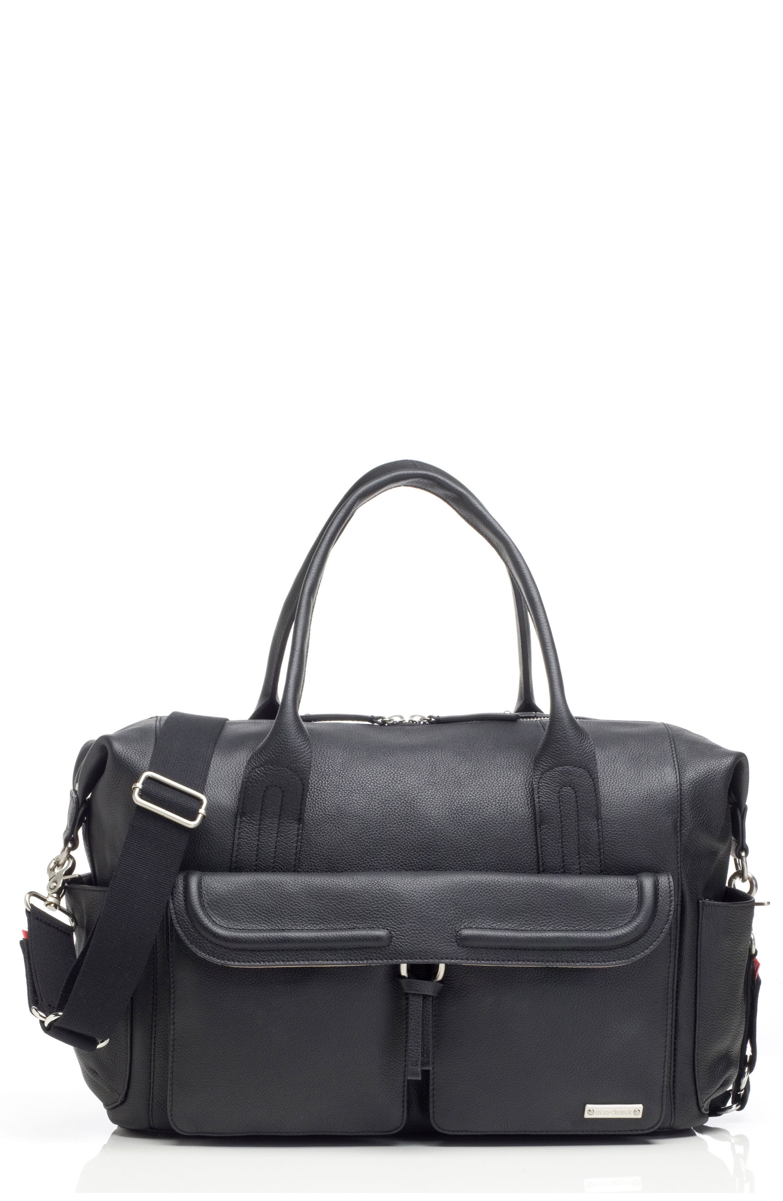 Storksak Storsak Leather Diaper Bag, Main, color, 