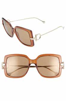 FERRAGAMO Salvatore Ferragamo Gancio 55mm Square Sunglasses