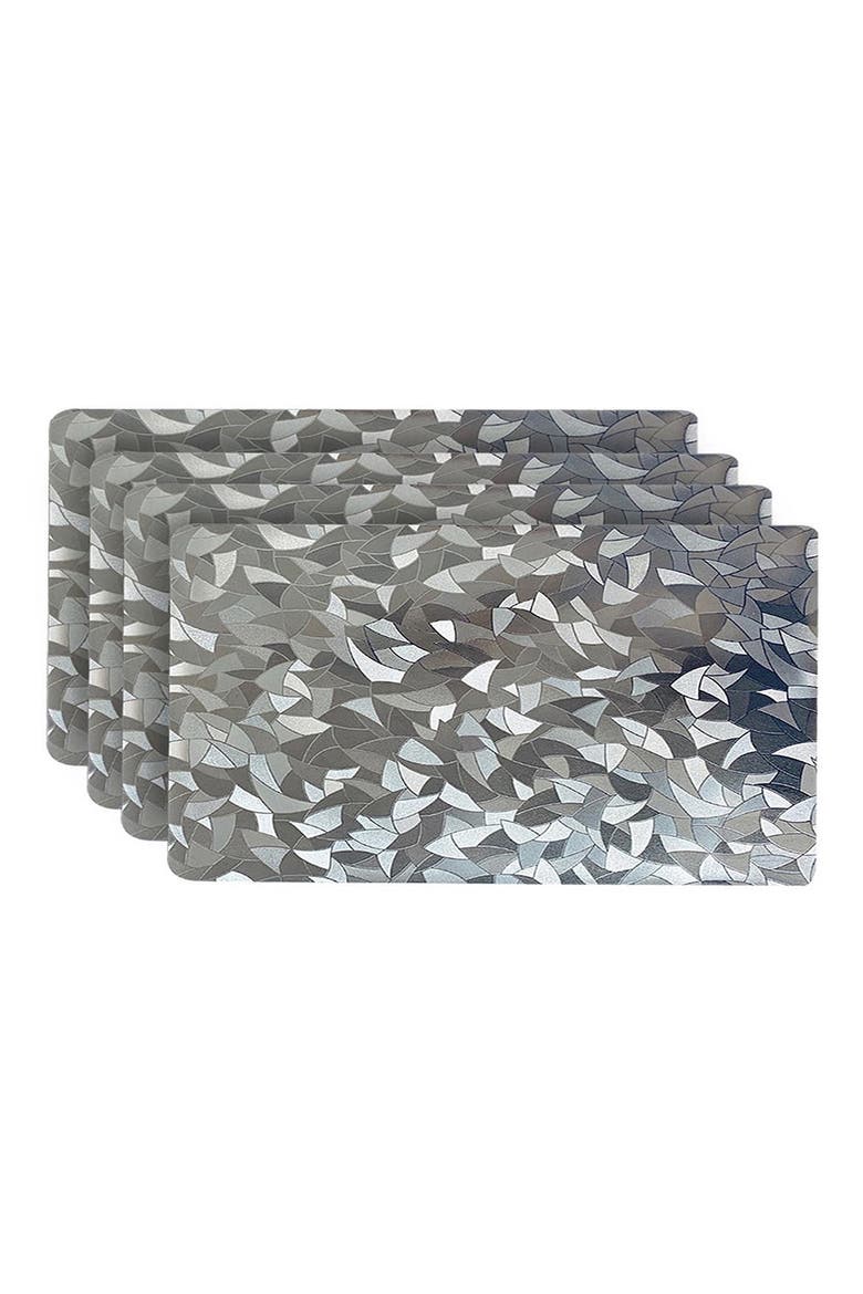 Mirror Print Set of 4 Placemats, Main, color, SILVER
