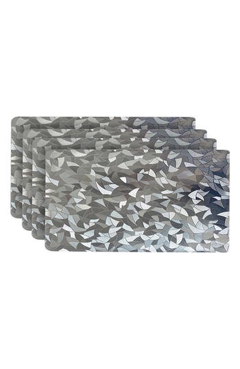 Dainty Home Mirror Print Set Of 4 Placemats In Gray