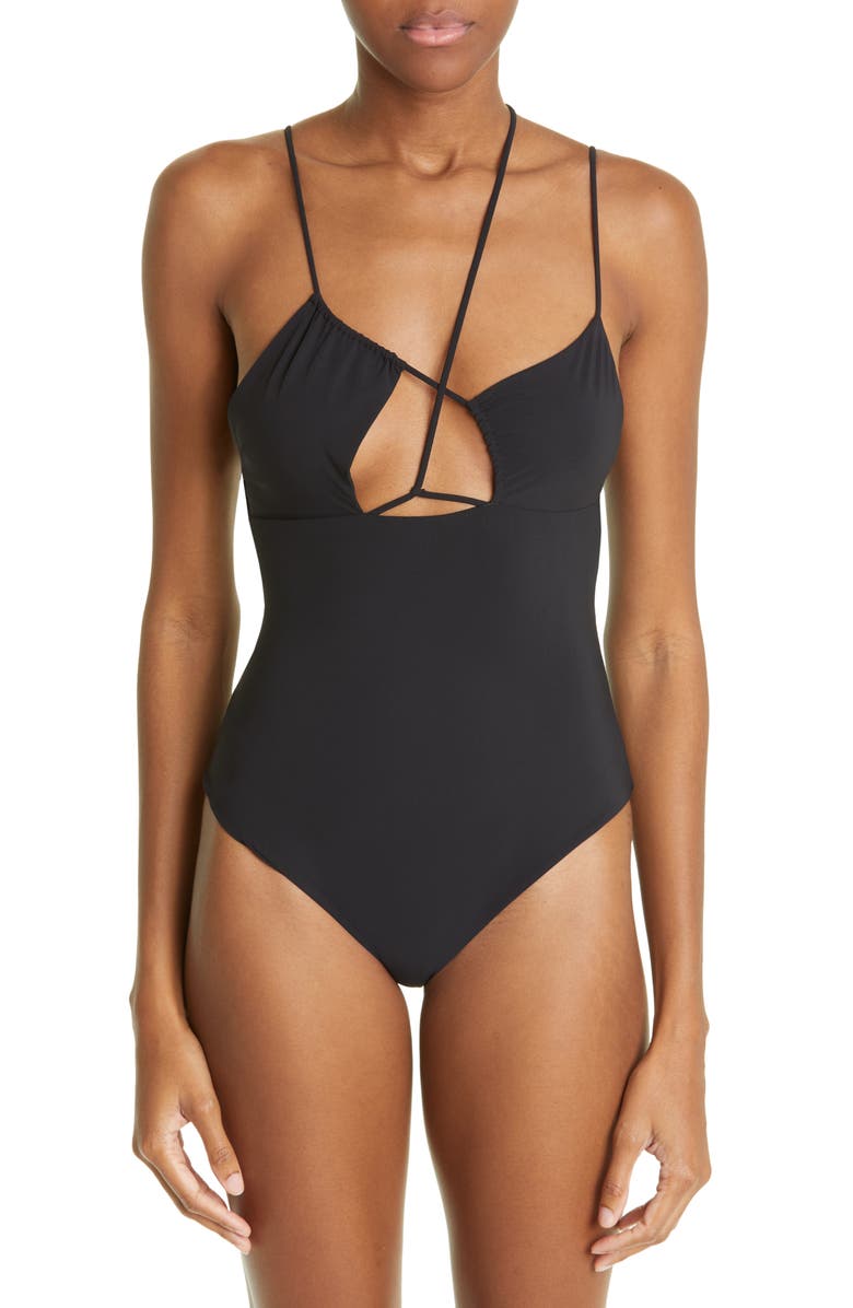 Nensi Dojaka Asymmetric Strappy One-Piece Swimsuit, Main, color, 