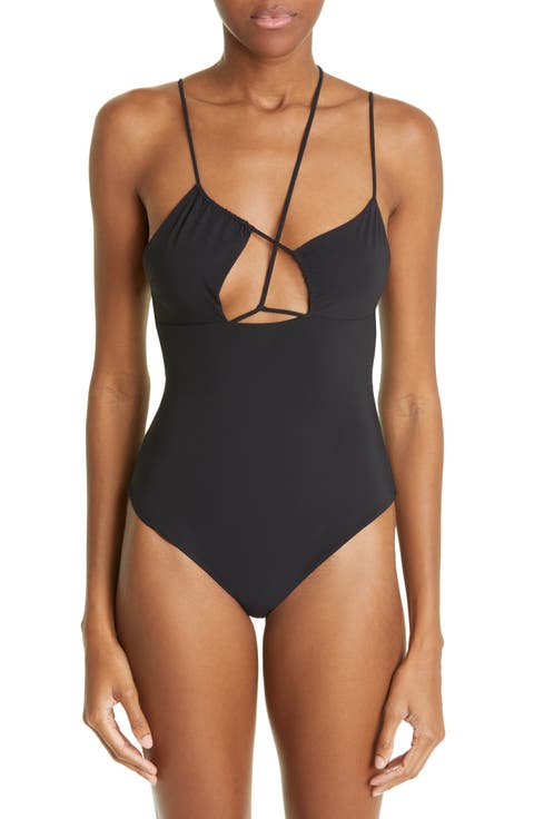 Asymmetric Strappy One-Piece Swimsuit