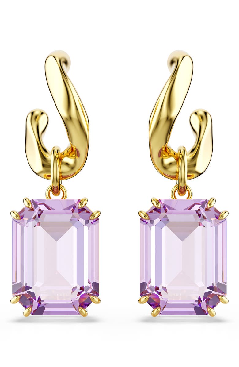 Swarovski Millenia Emerald Cut Crystal Drop Earrings, Main, color, Purple