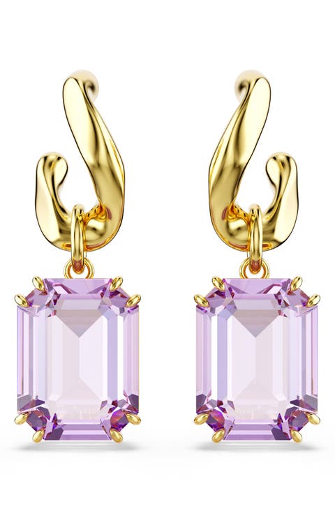 Millenia Emerald Cut Crystal Drop Earrings